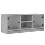 Mobile TV | Armadietto TV | Mobile Porta TV con Ante in Vetro Grigio Cemento 102x37x42 cm