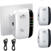 Ripetitore WiFi-2 pezzi-Ripetitore WiFi per presa di corrente-Aumentatore segnale per la casa-Regolabile con un solo clic-Ripetitore WiFi-300Mbps-Fibra ottica-inclusa la fibra ottica da 90cm