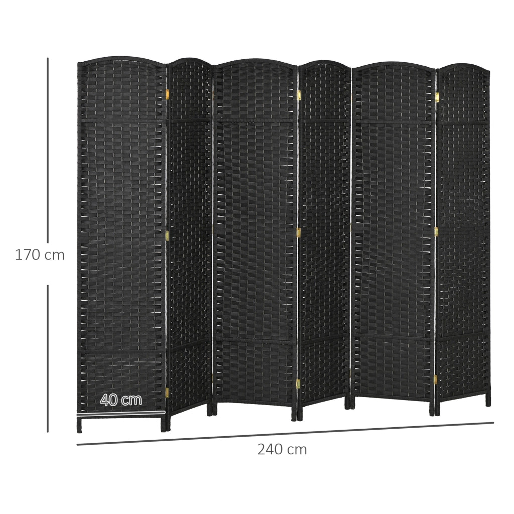 Biombo Divisorio 6 Pannelli Pieghevole ¨C Zephmum ¨C Nero 240x170 cm