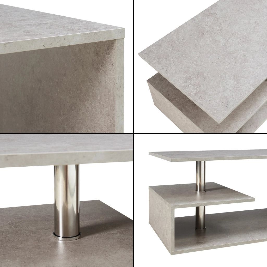 Tavolino da Salotto Haarlem con 3 Piani 90 x 50 x 41 cm - Effetto Cemento Chiaro [en.casa]