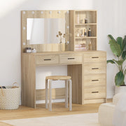 Set di Toeletta da 2 Pezzi con LED in Rovere Sonoma in Legno Ingegnerizzato