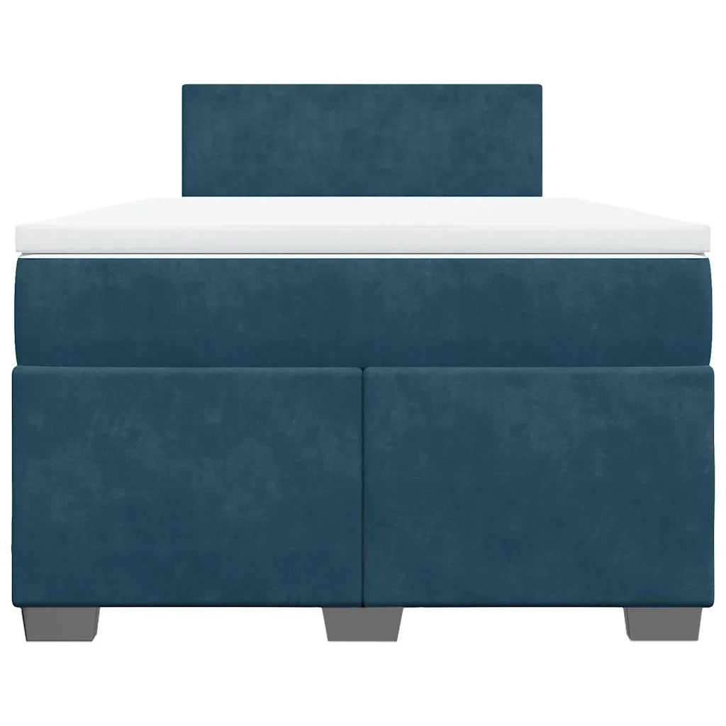 Giroletto a Molle con Materasso Blu Scuro 120x190 cm in Velluto