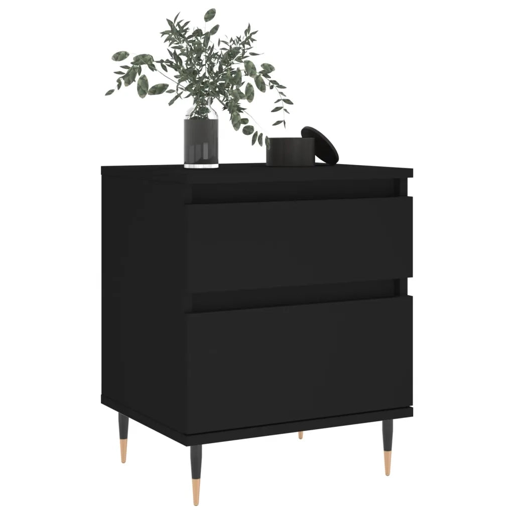 Comodino Nero 40x35x50 cm in Legno Multistrato 830654