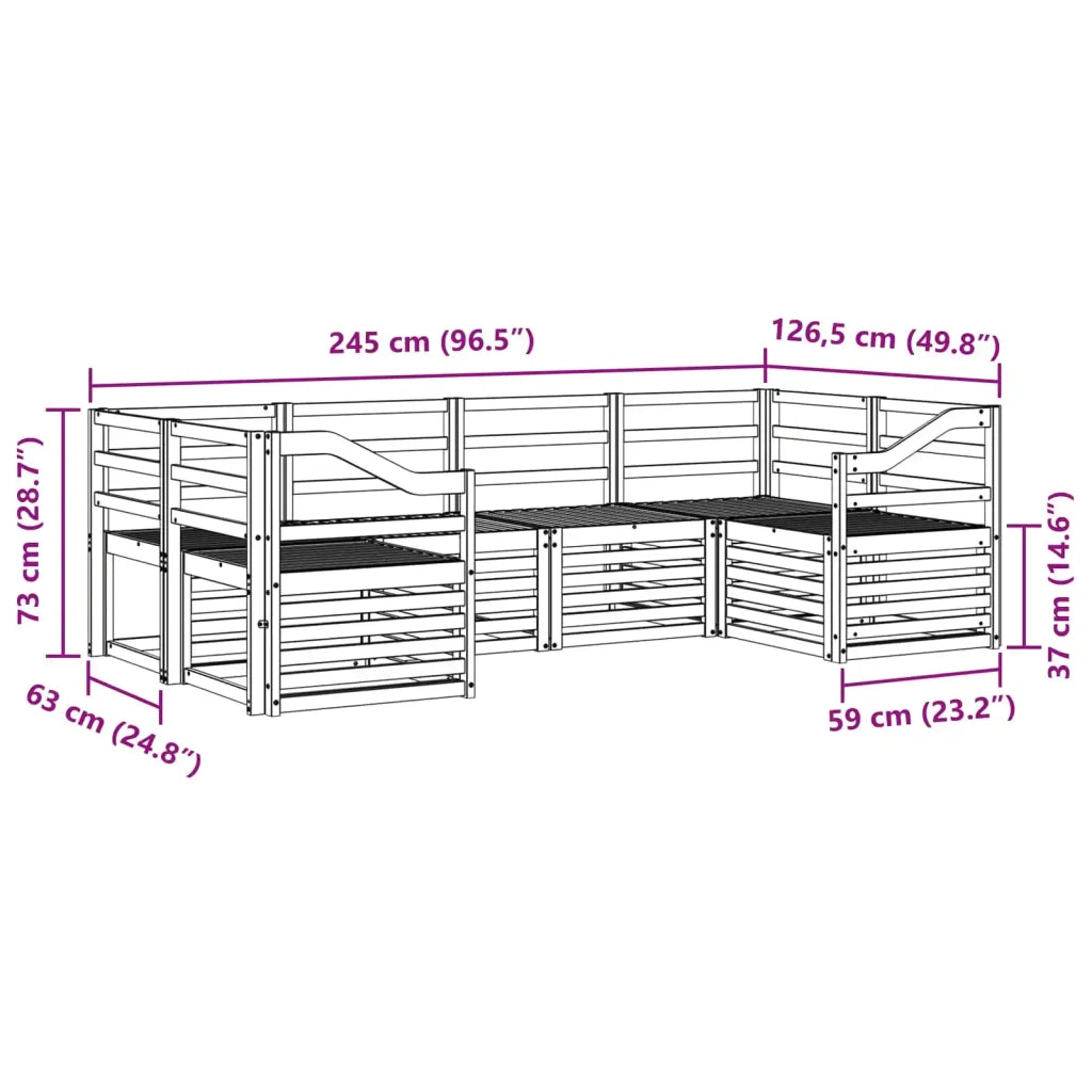 Set di divani da esterno 6 pcs Bianco 245 x 126,5 x 73 cm 3392409