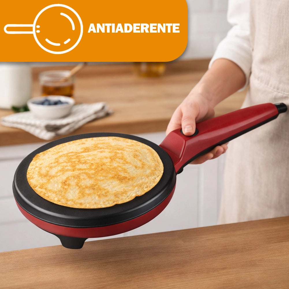 Crepiera Elettrica con Manico 700W Piastra Alluminio Rivestimento Antiaderente