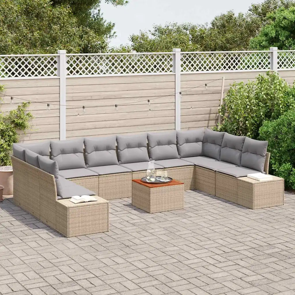 Set Divano da Giardino 11 pcs beige e grigio chiaro