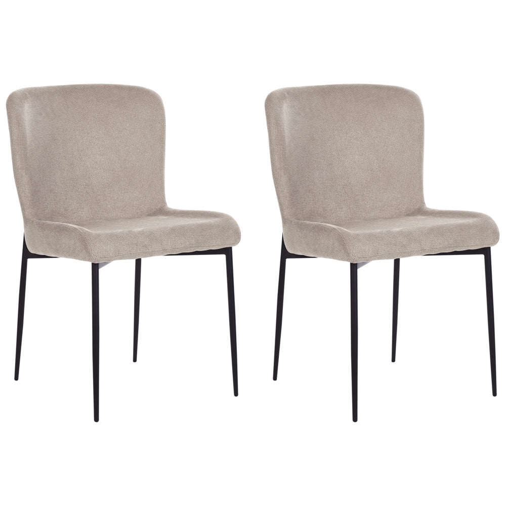 Set di 2 sedie da pranzo in tessuto poliestere con texture a maglia grigio talpa soggiorno e camera da letto