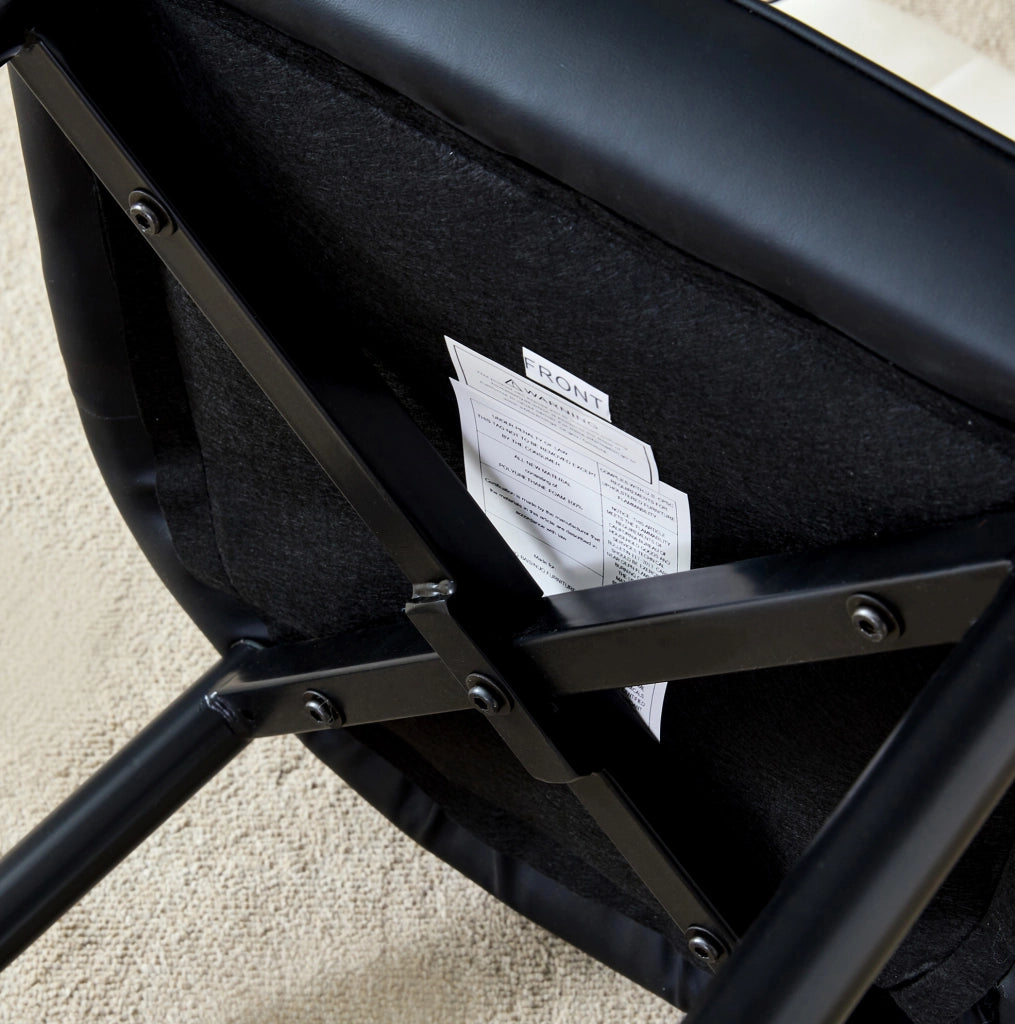 Set di 2 sedie da pranzo moderne in PU nero e bianco con gambe in metallo nero