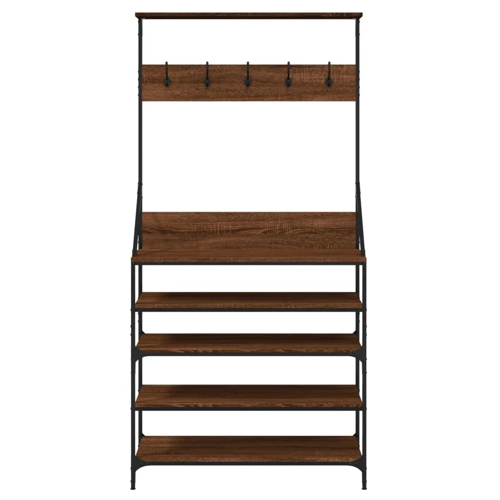 Appendiabiti con Porta Scarpe Rovere Marrone 90x34x184 cm 837881