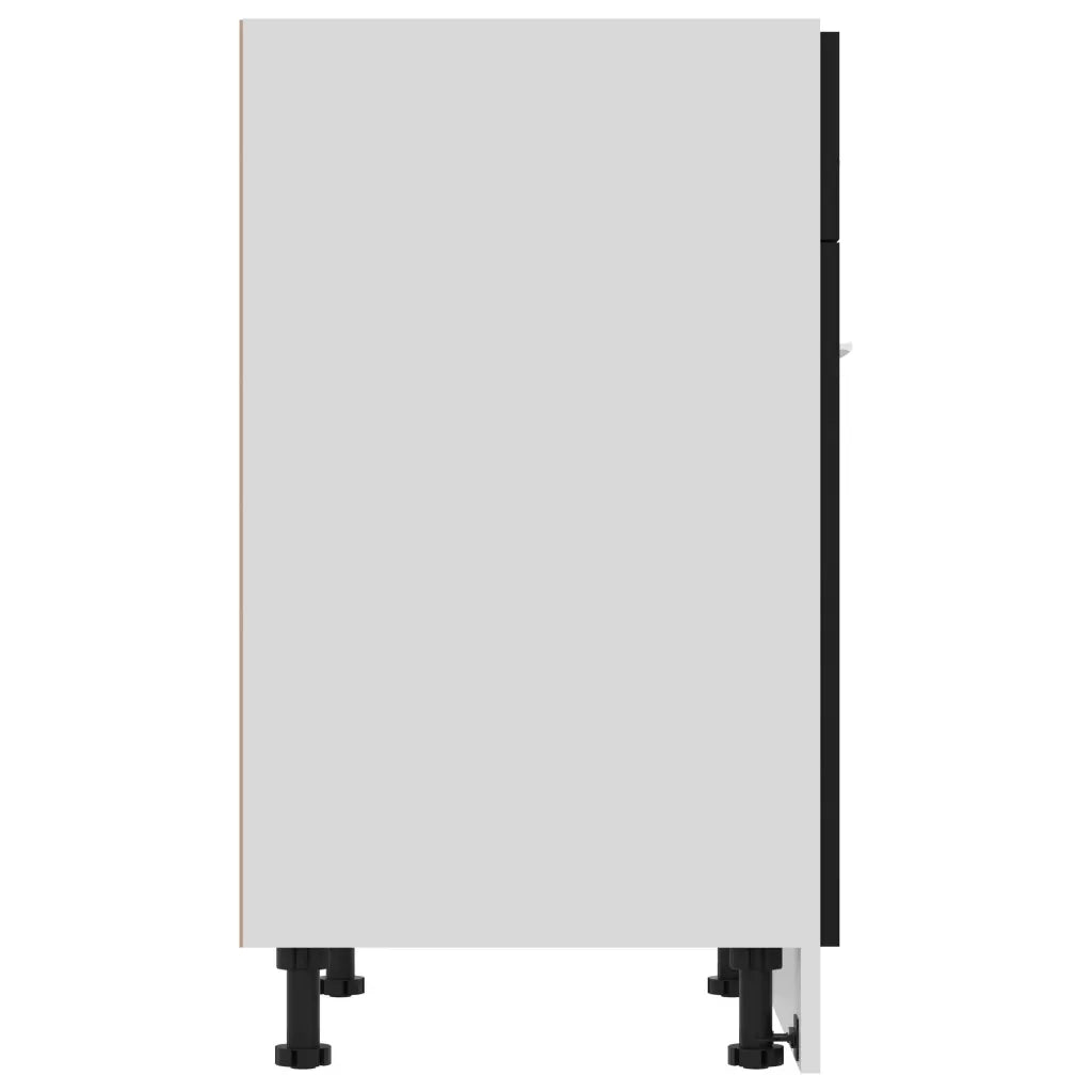 Mobiletto da cucina semplice con cassetti 60 x 46 x 81 cm design moderno pratico contenitore legno nero 02_0047664