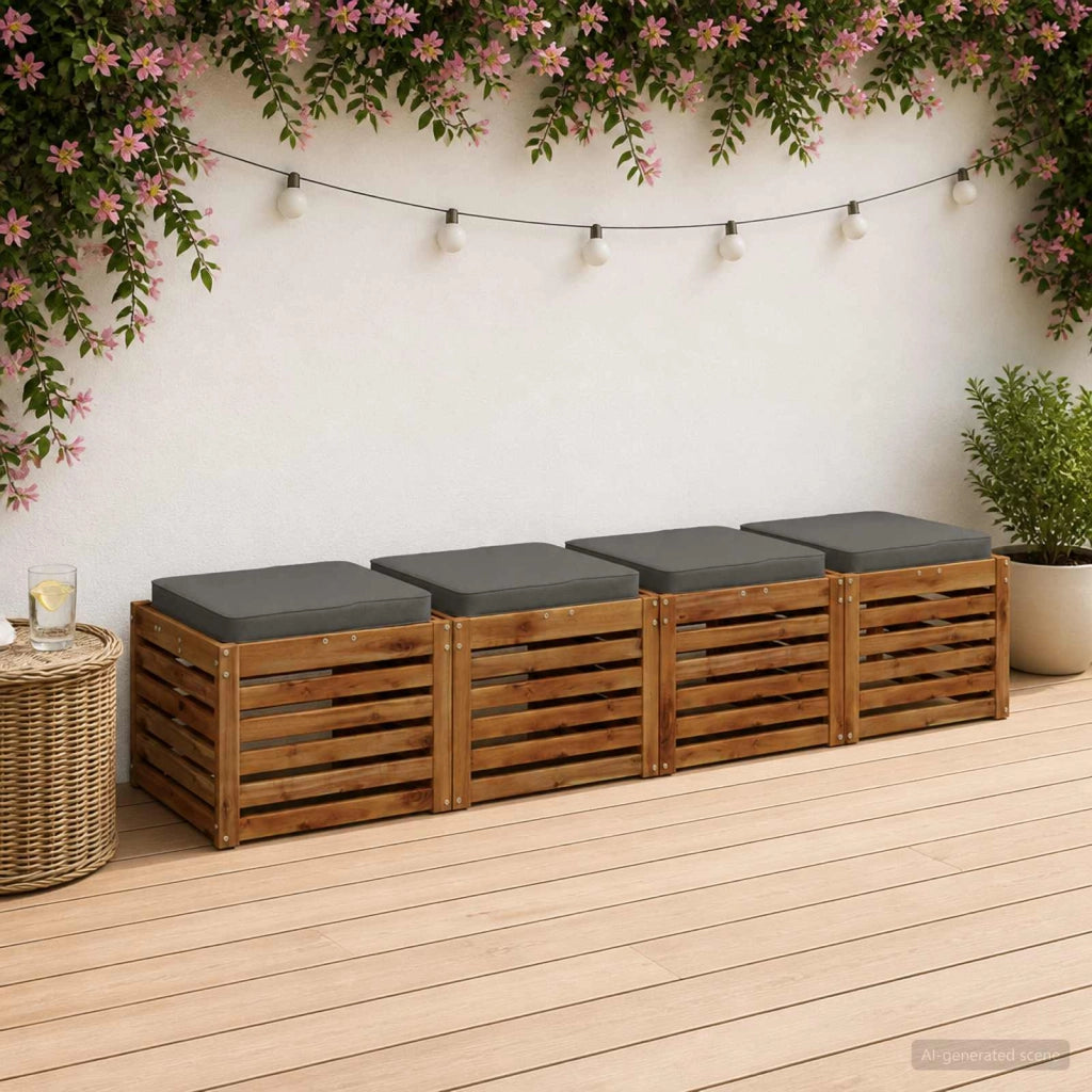 Cuscini per Sedia in 4 Pezzi VUGHT 4 pz 100% Poliestere Grigio 946219
