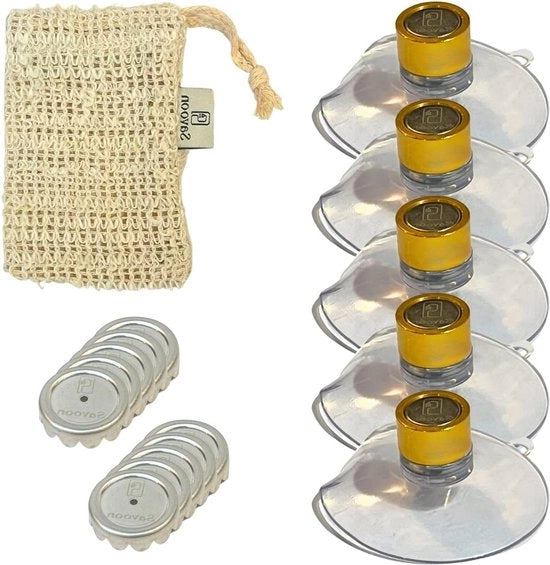 Set di 5 Piatti per Sapone in Acciaio Inox con Maggiore - Oro - Coperchio di Viti - Senza Foratura - Accessori per Bagno Cucina