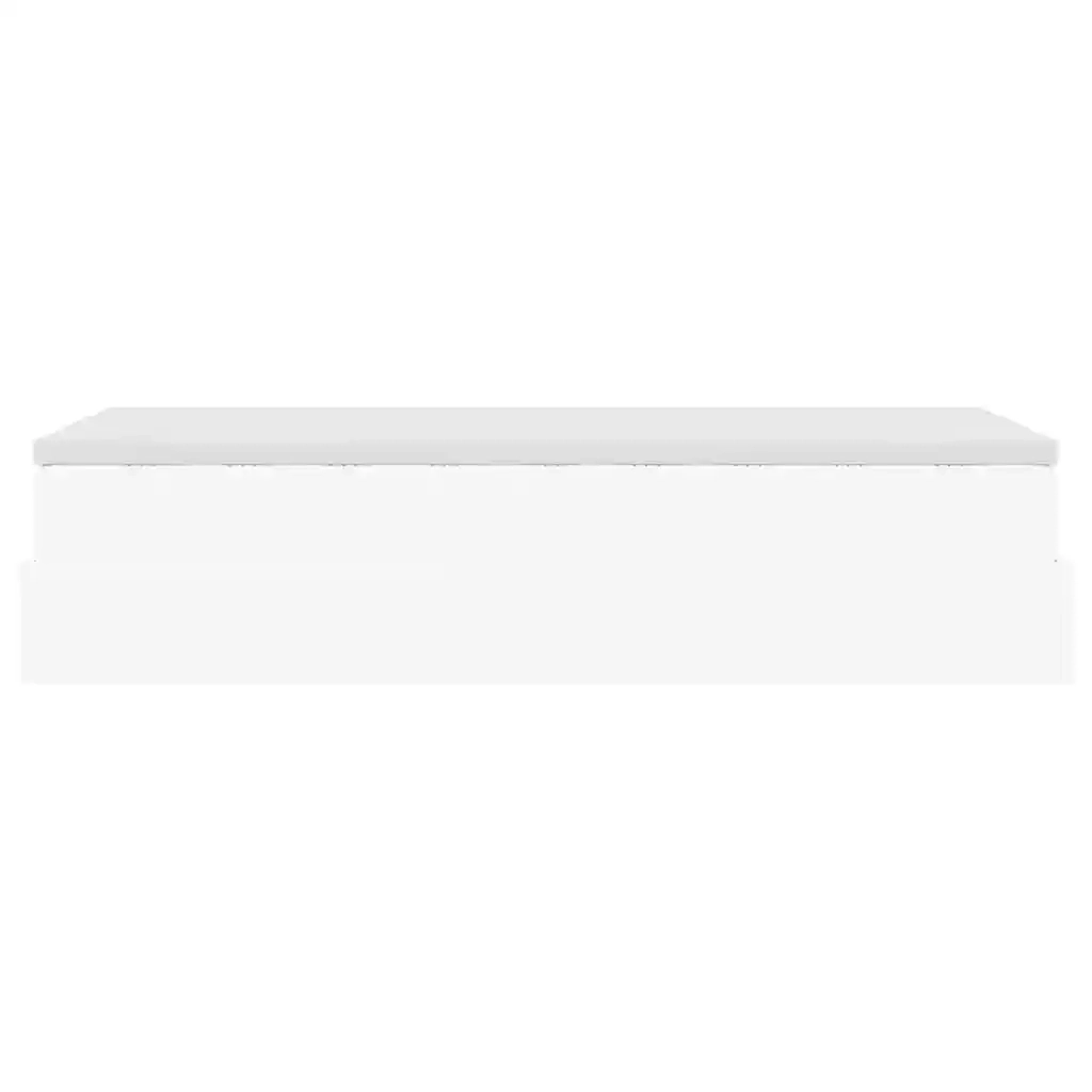 Struttura Letto Pouf con Materasso Bianco 100x200 cm Similpelle 3311022