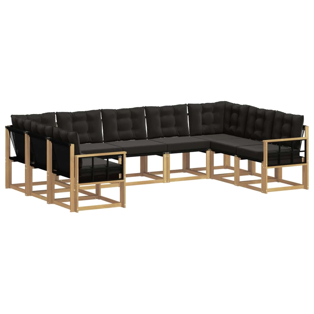 Set di divani da esterno con cuscino 9 pcs Bianco e Nero
