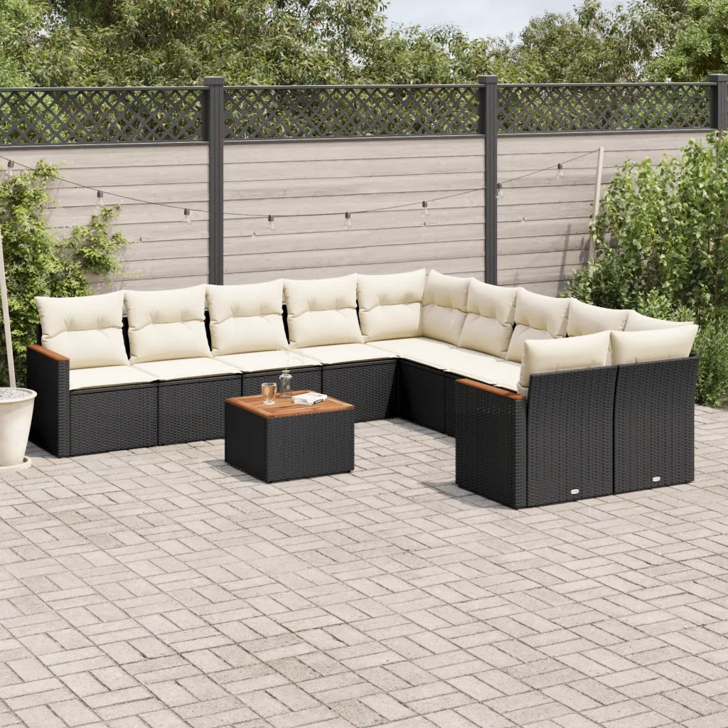 Set Divani da Giardino 11 pz con Cuscini in Polyrattan Nero 3258759