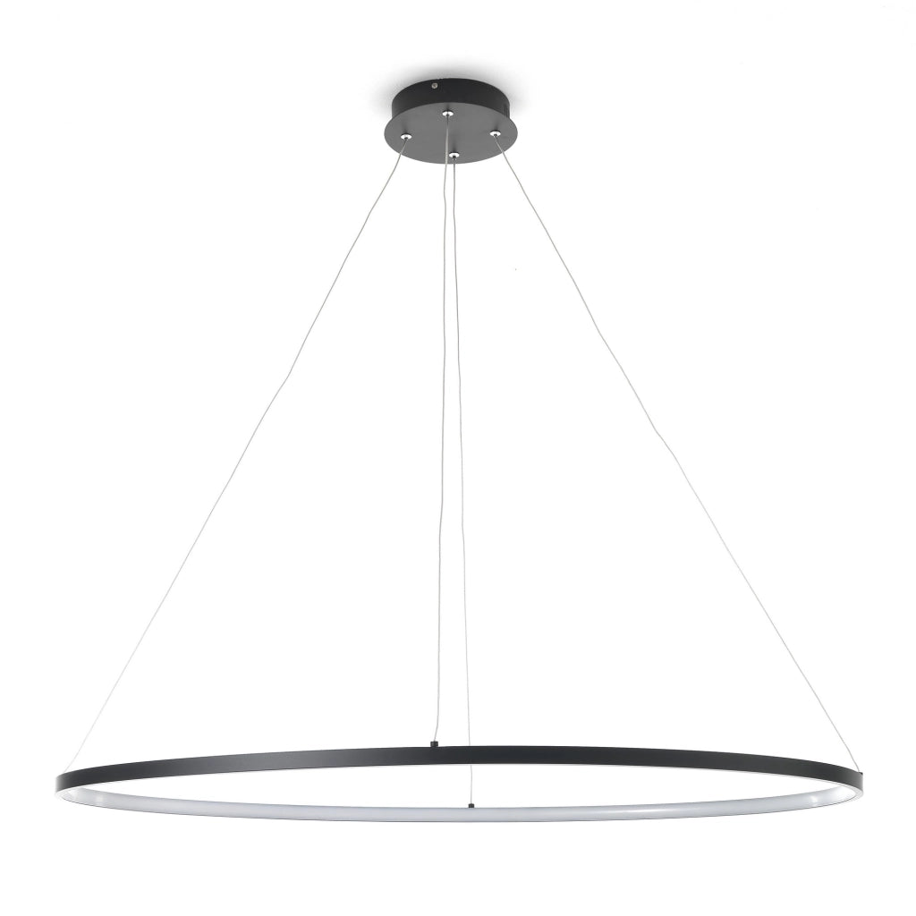 Lampadario ad anello in allumino nero opaco cm. H.92 x Ø.60/100