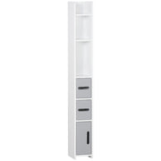 EasyComfort Colonna Bagno con Mensole e Armadietti, Mobile Alto Salvaspazio in Legno 15x17x120cm, Bianco e Grigio