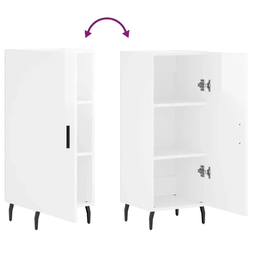 Credenza Bianco Lucido 34,5x34x90 cm in Legno Multistrato 828558
