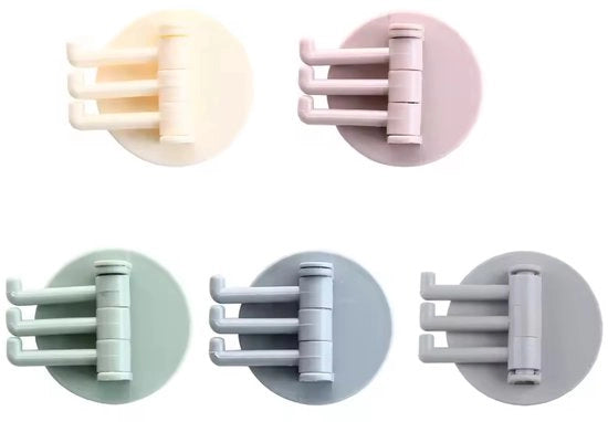 Hanger per parete - 5x hanger per bagno girevole - Hanger per parete adesivo - Hanger per parete creativo - Hanger per parete Deuropberg senza fori - Hanger per parete