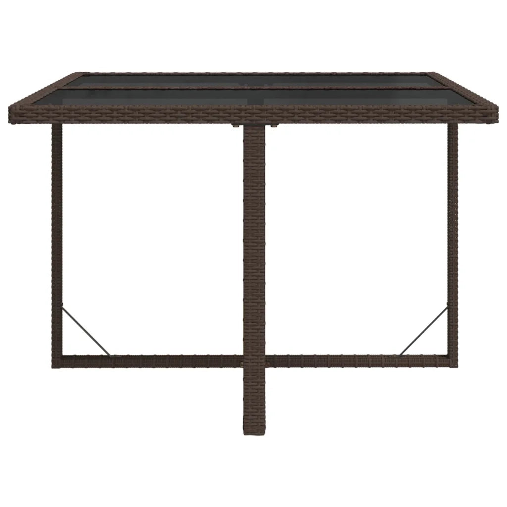 Tavolo da Giardino Marrone 109x107x74 cm in Polyrattan e Vetro 316788