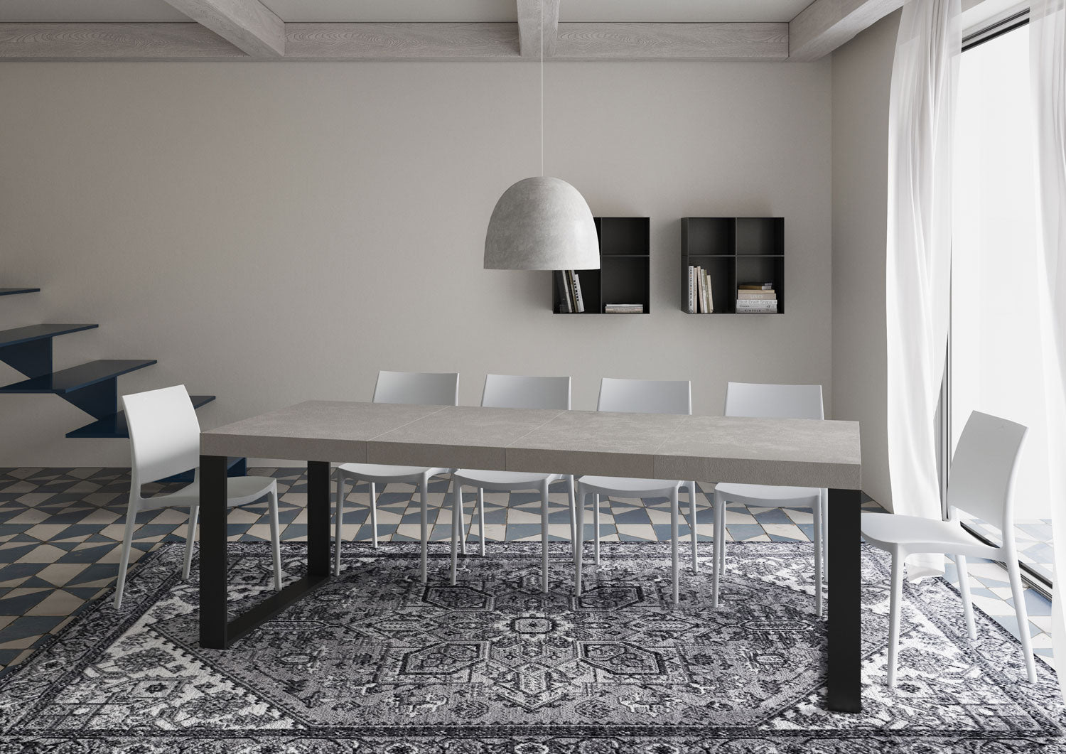 Tavolo Allungabile 120/380x90 cm Tecno Premium Cashmere Gambe Antracite