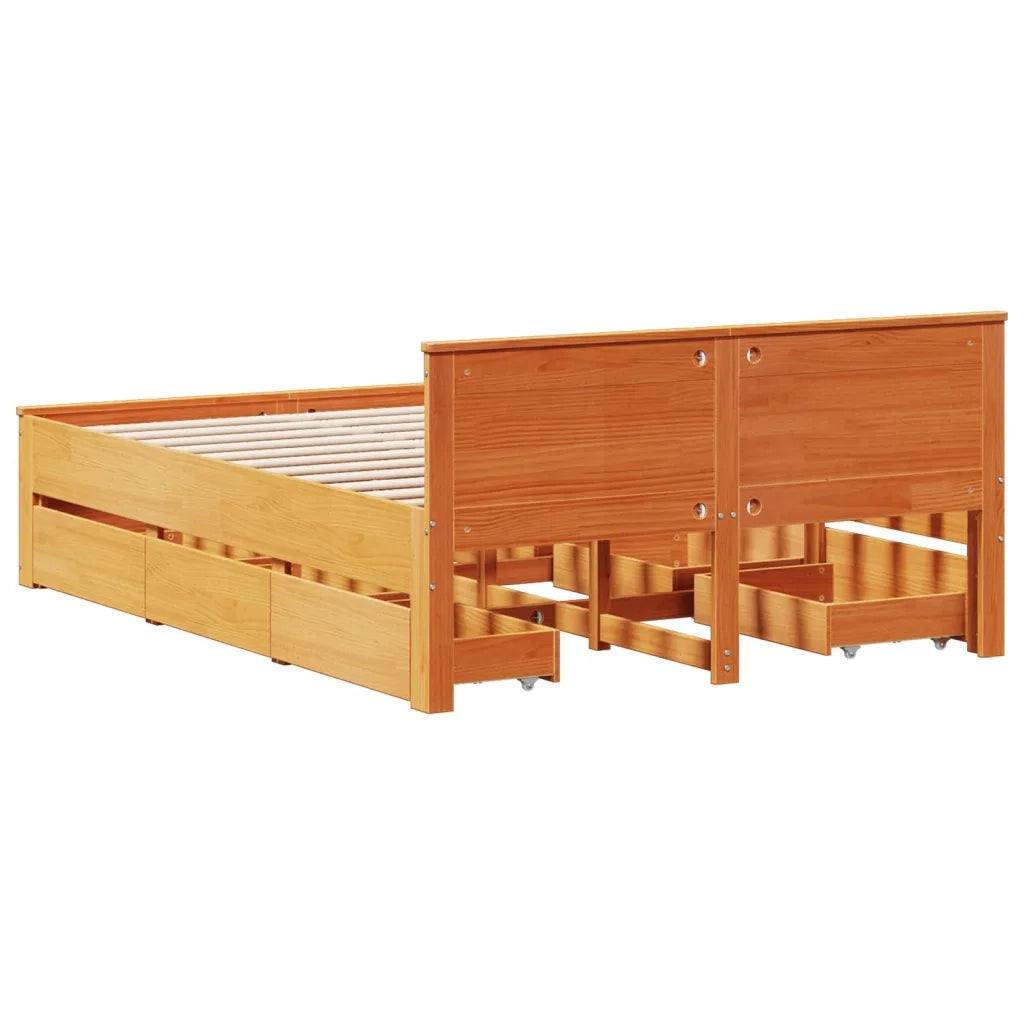 Giroletto senza Materasso con Testata Marrone Cera 150x200 Pino