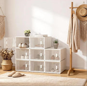 Set 8 scatole portascarpe ULEVR impilabili 25x18,5x35,5 cm in plastica trasparente e bianca