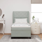 Letto con Rete a Molle e Materasso Grigio Chiaro 90x200 cm Velluto