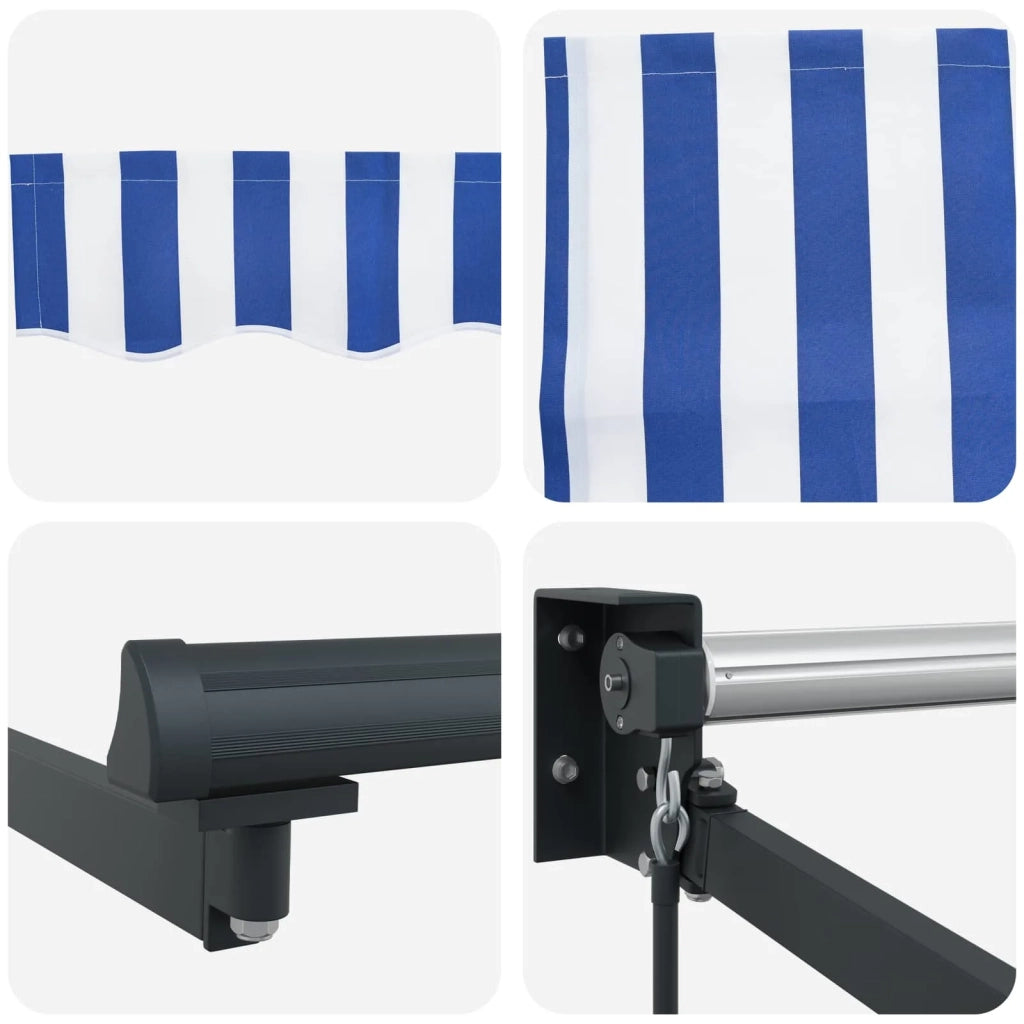 Tenda retrattile-Tenda parasole per balcone Blu e Bianco 4 x 2 m 580481