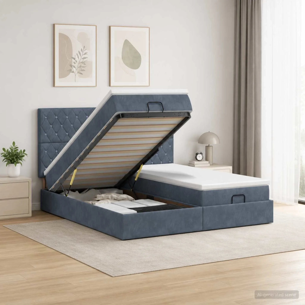 Letto ottomano con materasso 2 pz Grigio Scuro Velluto 3457903