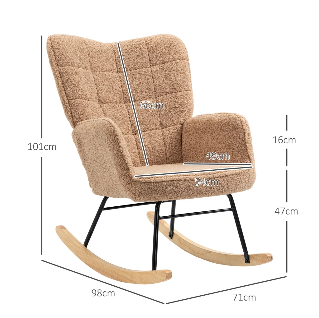 Sedia a dondolo 98x71x101 cm con schienale trapuntato in poliestere marrone