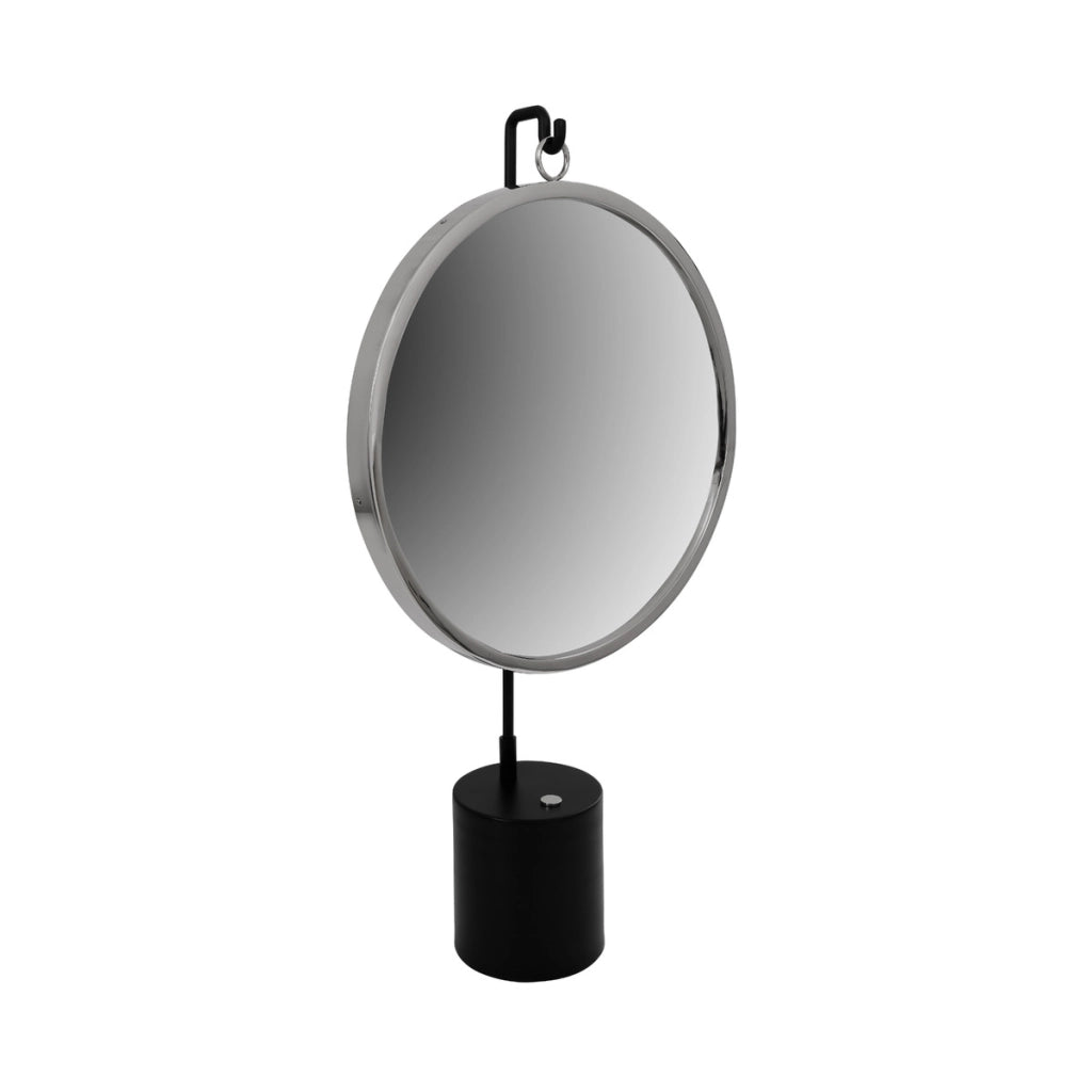 Specchio da tavolo Eleganca in metallo nero e argento