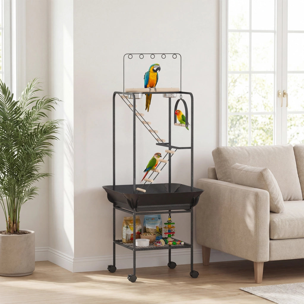Gioco per Uccelli con Ruote Scale Altalena Mangiatoie ¨C zephmum ¨C 63x63x163 cm
