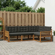 Set di divani da esterno con cuscino 4 pcs Naturale e Nero
