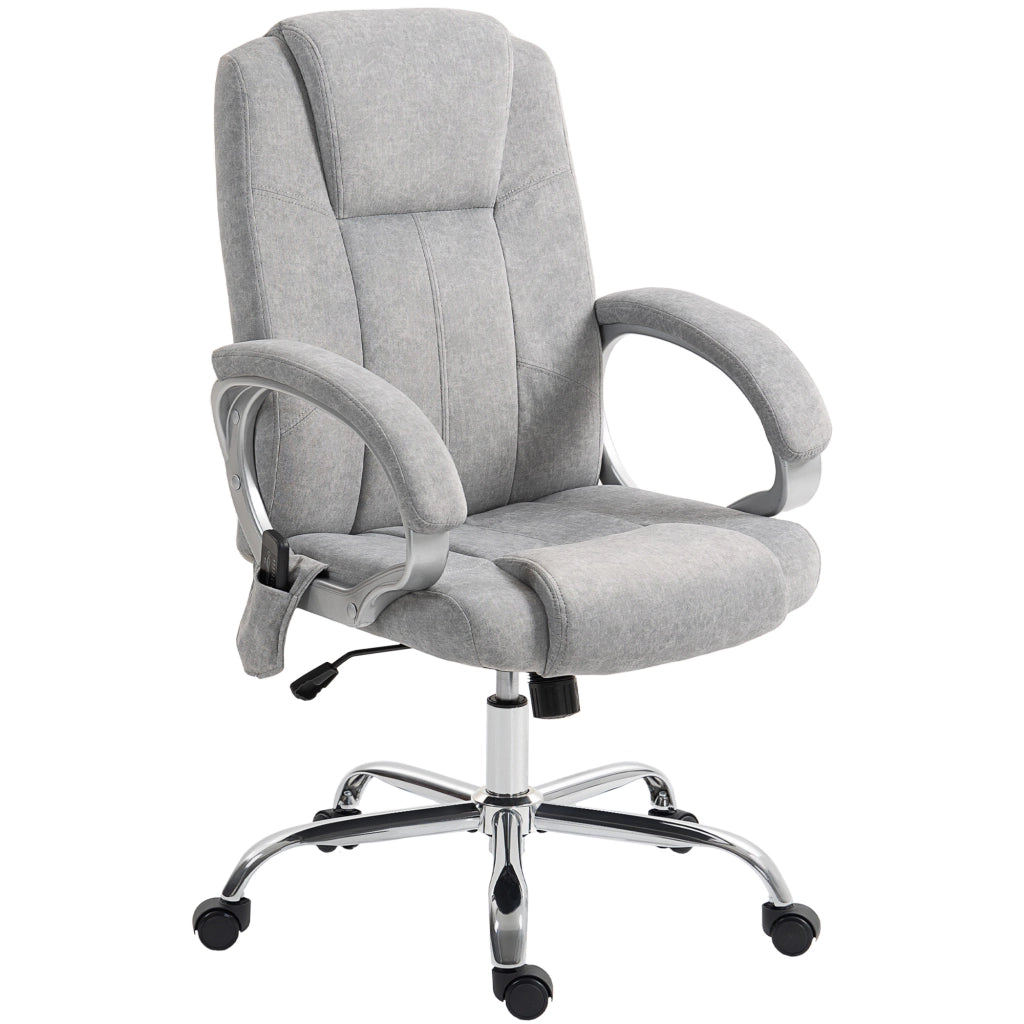 Poltrona da Ufficio Massaggiante a 4 Punti con Riscaldamento e Braccioli, Sedia Ergonomica Grigio per Casa e Studio