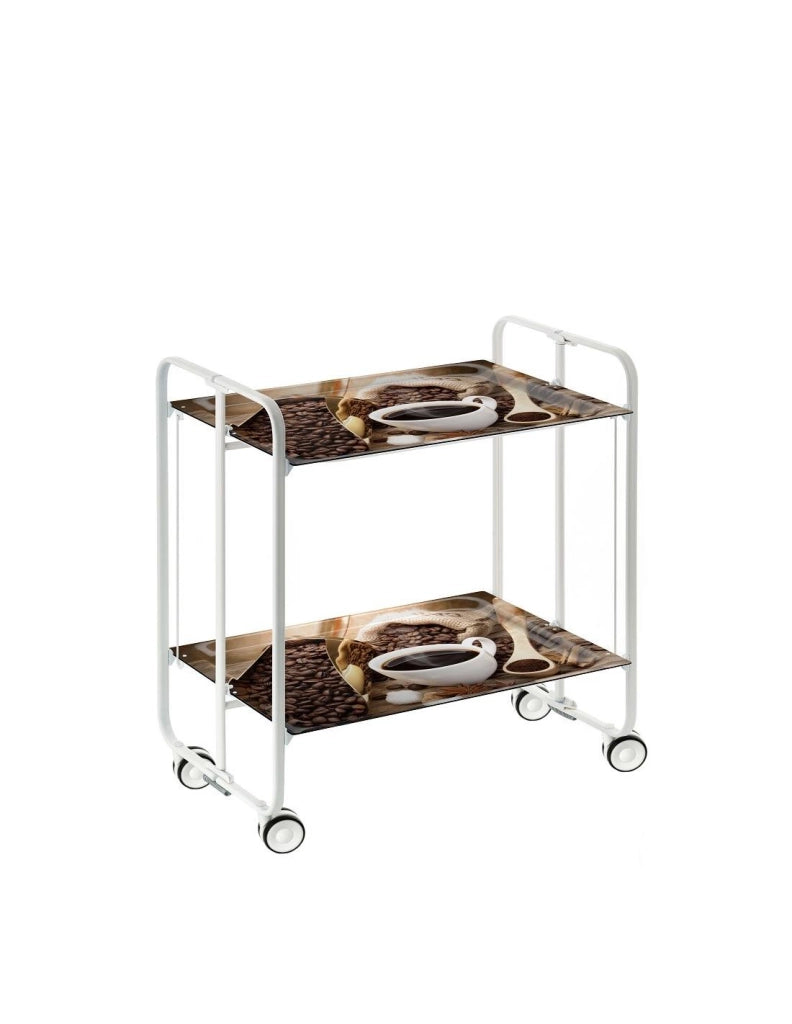 Carrello da cucina pieghevole bianco con ruote BAUHAUS 2 ripiani