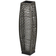 LAMPADA SOLARE DA GIARDINO CON PANNELLO DI RICARICA, IN ACCIAIO E RATTAN, 21X21X78 CM, NERO E GRIGIO