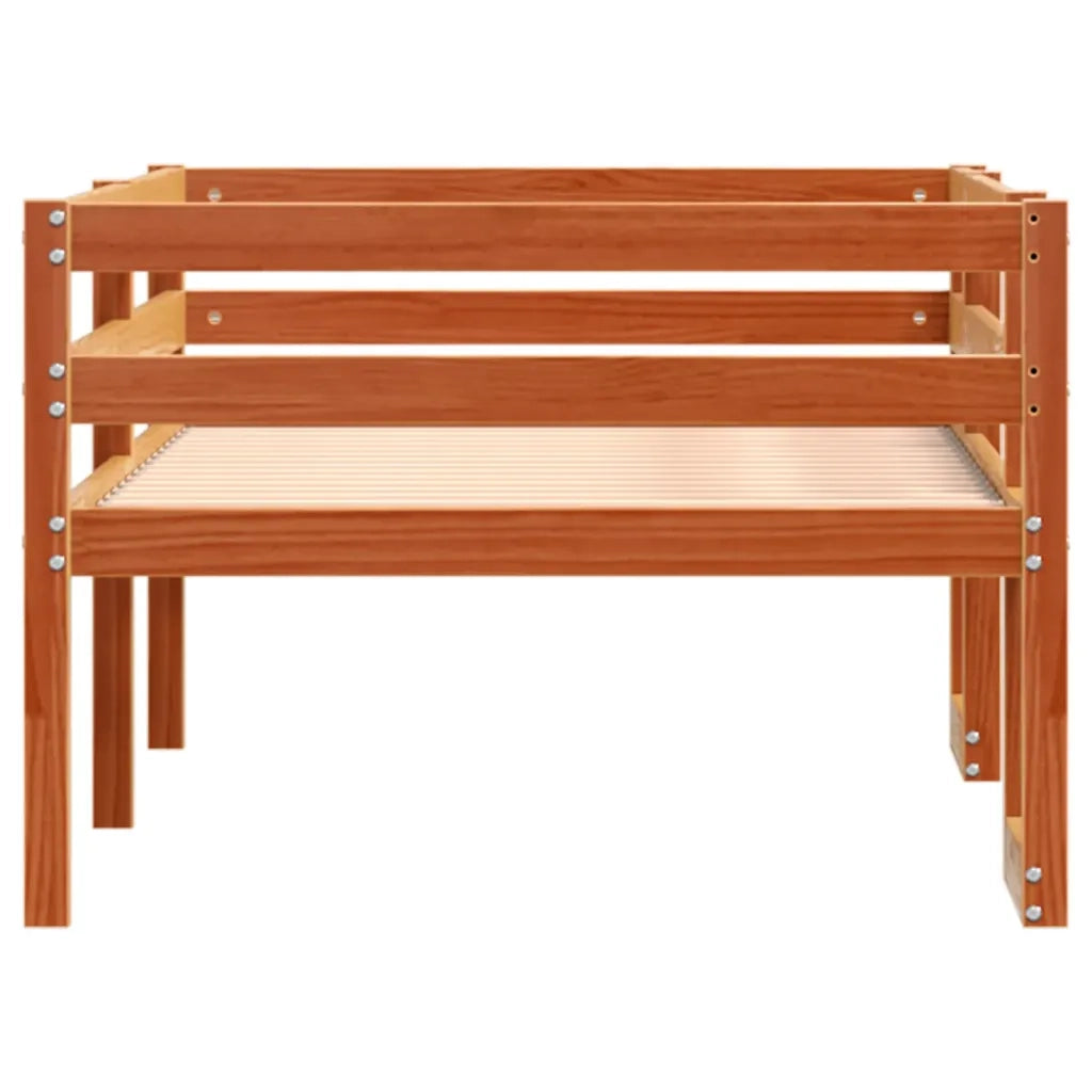 vidaXL Giroletto per Bambini Marrone Cera 90x190cm Legno Massello Pino