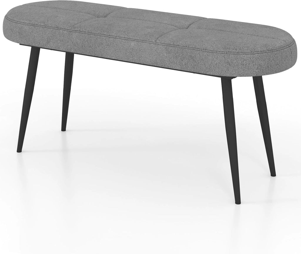 Panchina Ingresso, Panca Imbottita con Cuscino Spesso, Panca Letto con Gambe in Metallo, Portata 300 kg, con Design Trapuntato per Camera da Letto, Soggiorno, Nero/Grigio (Grigio)