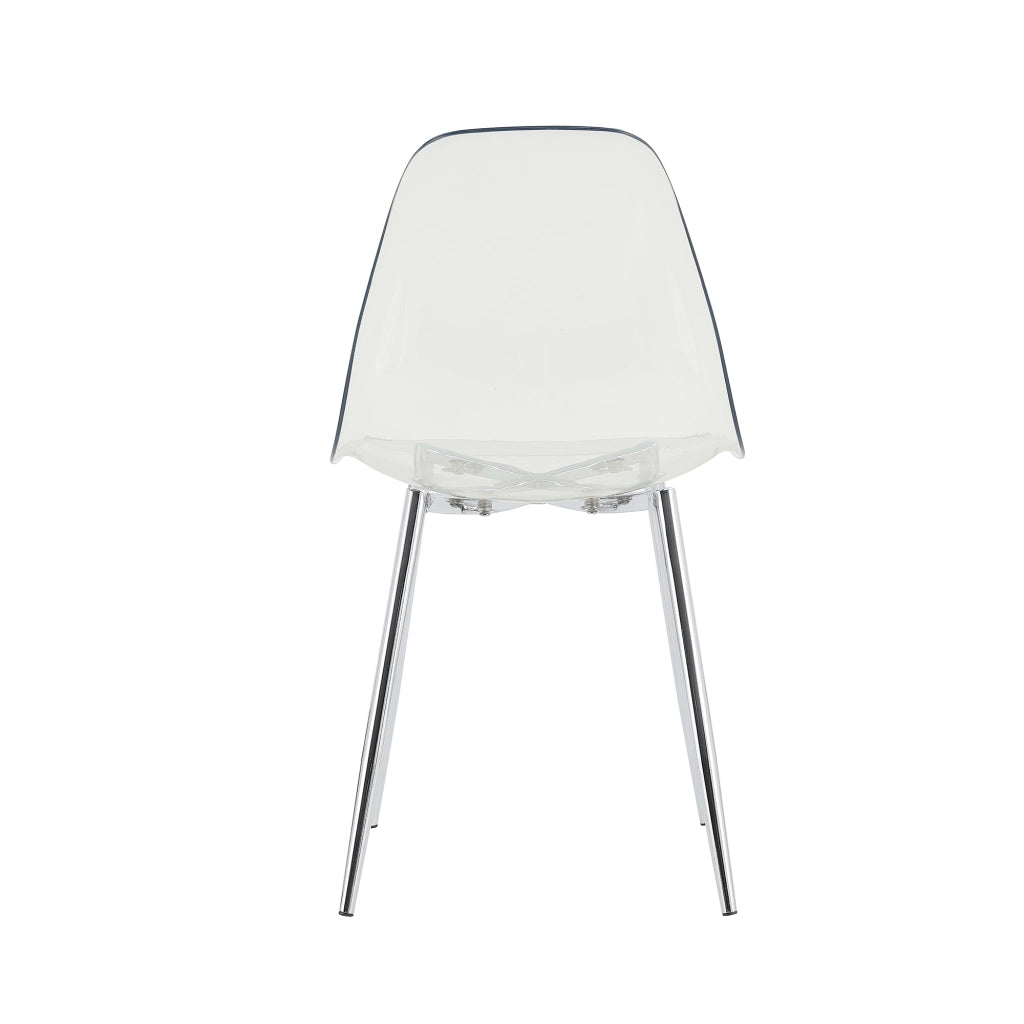 Sedia da pranzo trasparente 4 pezzi con gambe in metallo antiscivolo, in plastica e metallo, Argento, 61.5 × 48.0 × 65.0 cm