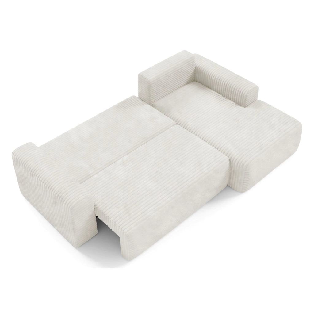 Folgarida, Divano Letto con Penisola Contenitore, 268x163 cm Bianco Crema