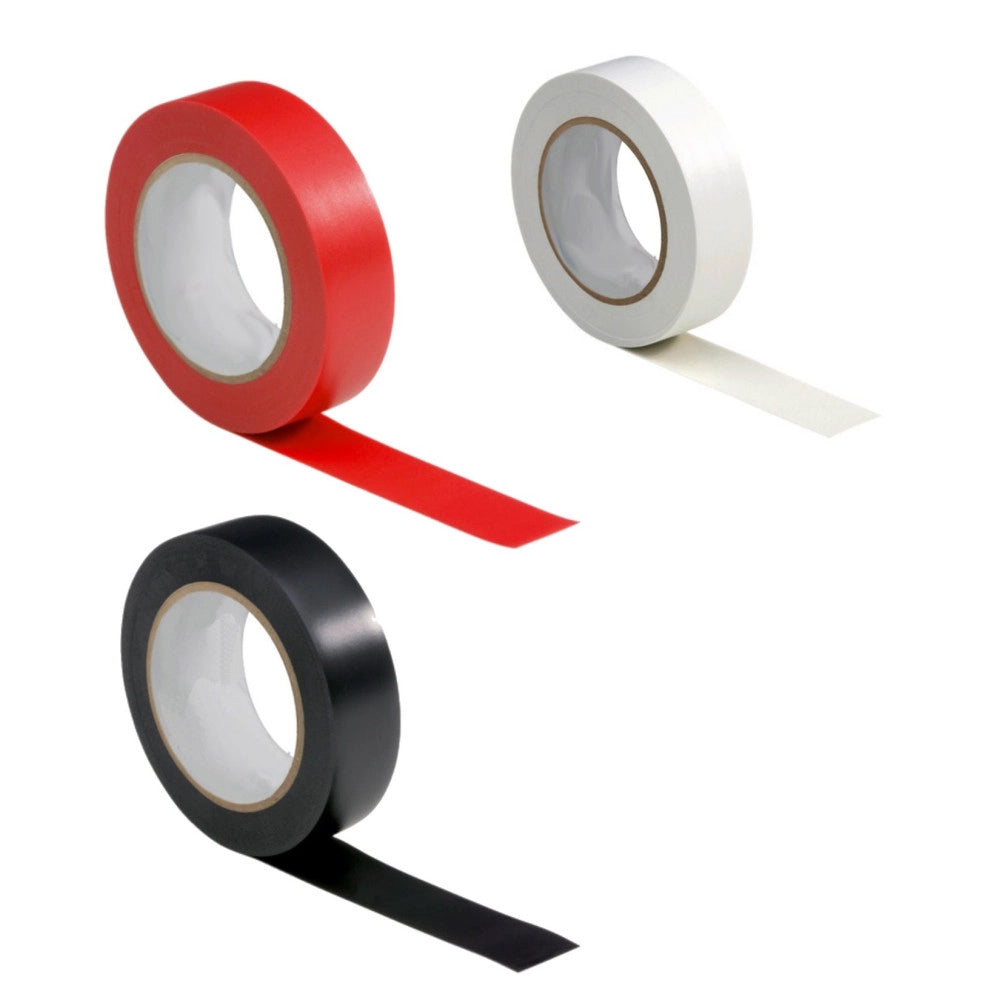 Trade Shop - Kit 3 Rotoli Nastro Isolante Elettrico Nero Rosso Bianco Per Elettricista Pvc -