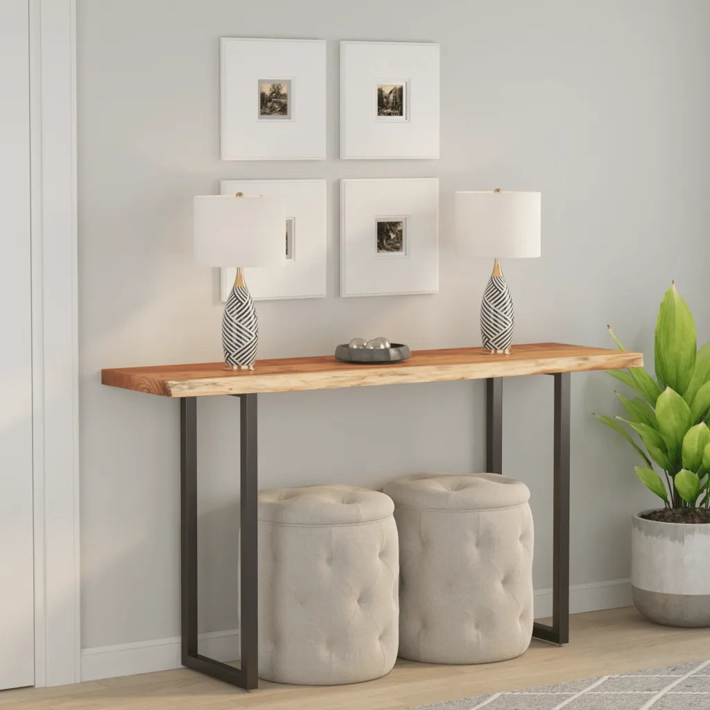 Piano Tavolo 110x40x3,8 cm Rettangolare Legno Acacia Bordi Vivi 370301