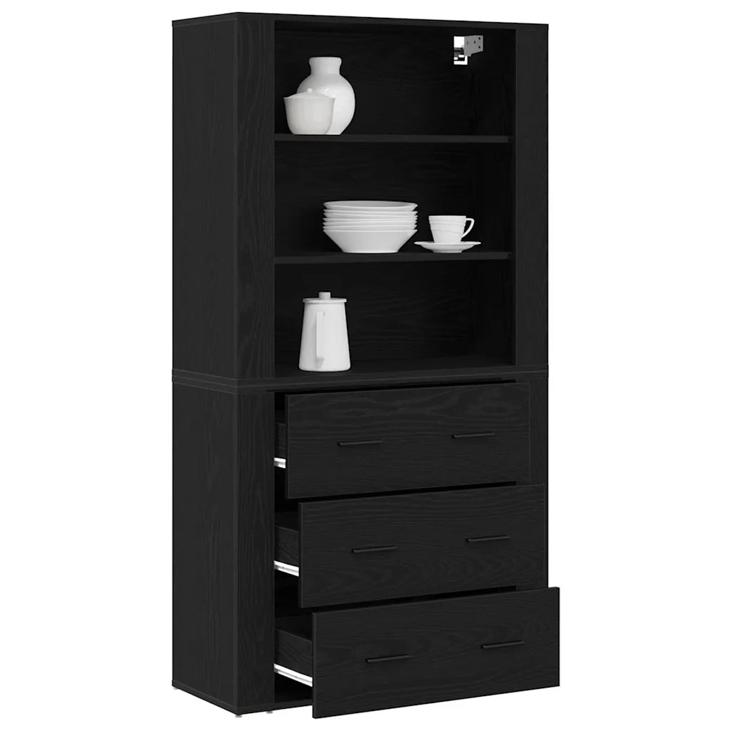 Credenza Rovere Nero 80 x 33 x 150 cm Legno multistrato 3333081