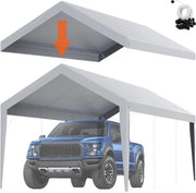 Tende per Garage - 3x6m - 210 g PE - Tende Top con Bordo - Impermeabile e Protetto da UV - Installazione Facile con Cinture di Tensione - Senza Elettricità