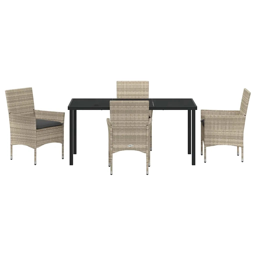 Set da Pranzo per Giardino 5 pcs Grigio chiaro polyrattan
