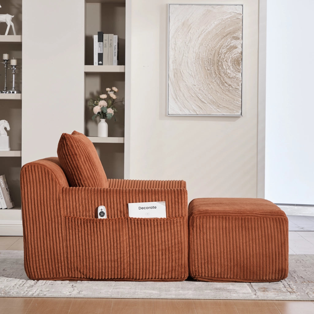 Poltrona Relax Oversize ¨C MINIMAL ¨C Velluto a Coste, Cuscino, Tasche Laterali
