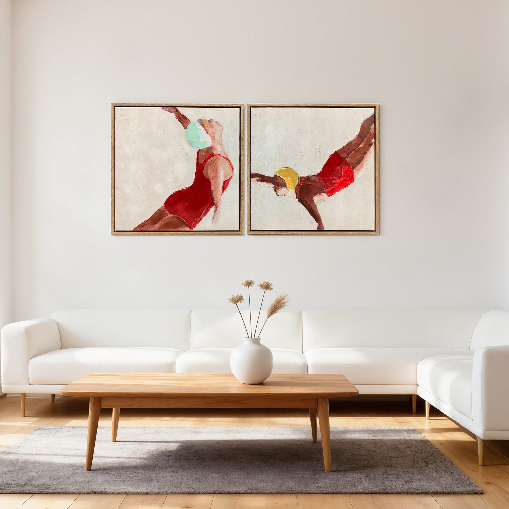 Set di 2 Quadri su Tela 40x40 cm Design Moderno Stampa Artistica da Parete con Ganci Inclusi Rosso