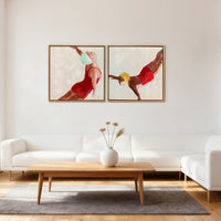 Set di 2 Quadri su Tela 40x40 cm Design Moderno Stampa Artistica da Parete con Ganci Inclusi Rosso