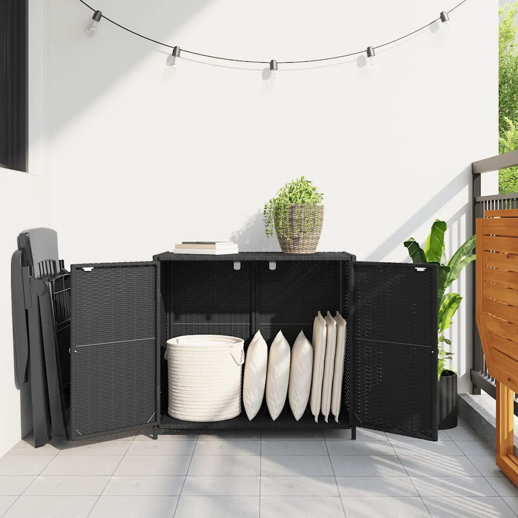 Armadietto Portaoggetti da Giardino Nero 83x45x76 cm Polyrattan